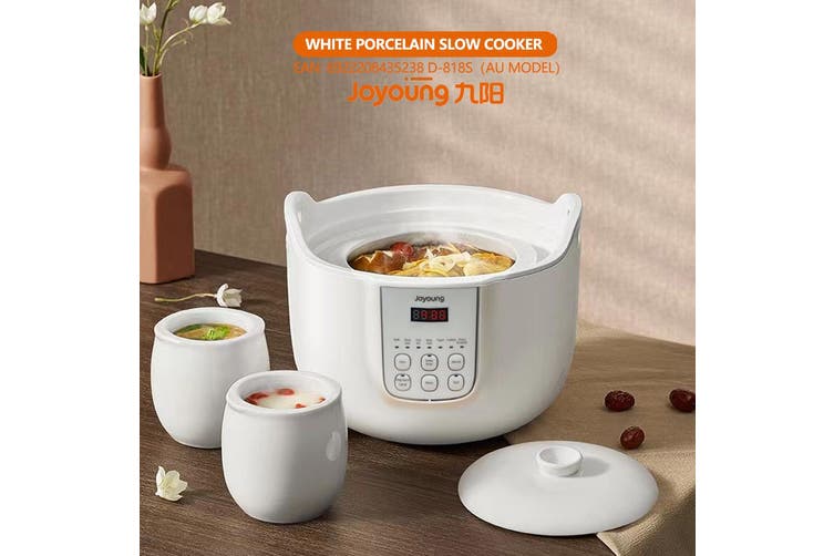 Joyoung Slow Cooker White Porclain 3 Ceramic Inner Containers 1.8L D-818S