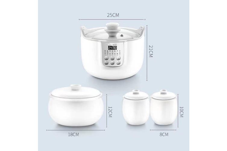 Joyoung Slow Cooker White Porclain 3 Ceramic Inner Containers 1.8L D-818S