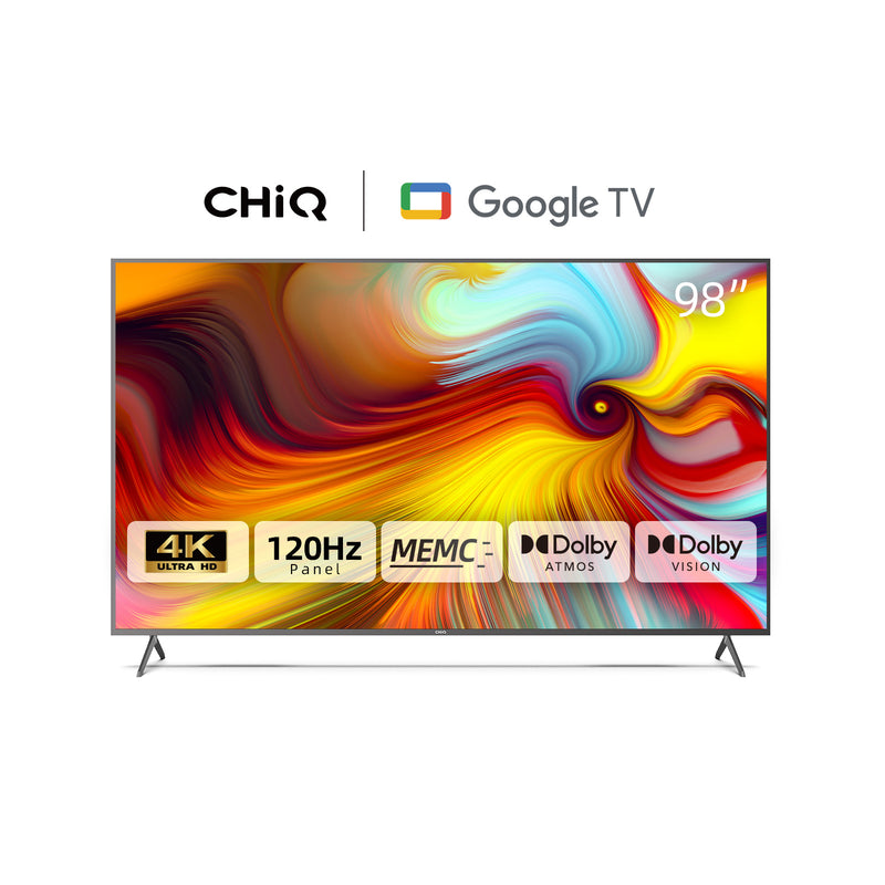 CHIQ U98F8TG Google TV Netflix, LiveTV , Amazon Prime Video Dual Band WiFi Quad Core CPU Dolby Vision, Dolby Video, HLG Cromecast Bluetooth 5.1
