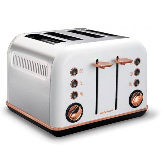 Morphy Richards 242108 White Accents Rose Gold 4 Slice Toaster