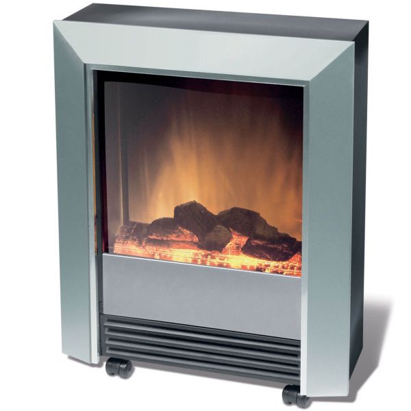 Dimplex 2.0kW Lee Silver Portable Electric Fire with Optiflame Log Effect LEE-SILVER