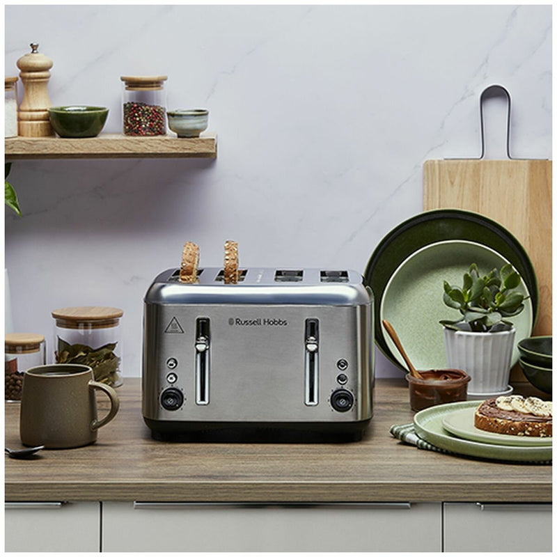 Russell Hobbs RHT514BRU Addison 4 Slice Toaster Brushed Stainless Steel Kitchen