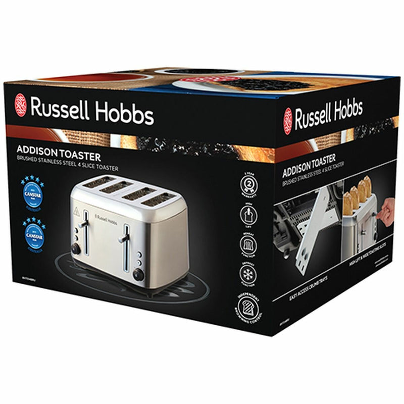 Russell Hobbs RHT514BRU Addison 4 Slice Toaster Brushed Stainless Steel Box