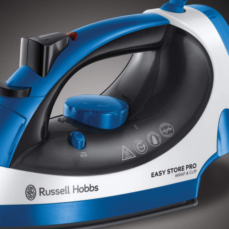 Russell Hobbs Easy Store Steam Iron 45g Continuous Steam Blue/White RHC1100