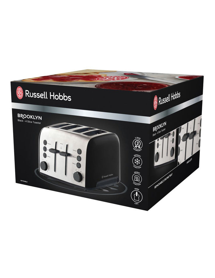 Russell Hobbs RHT94BLK Brooklyn 4-Slice Toaster Black Box