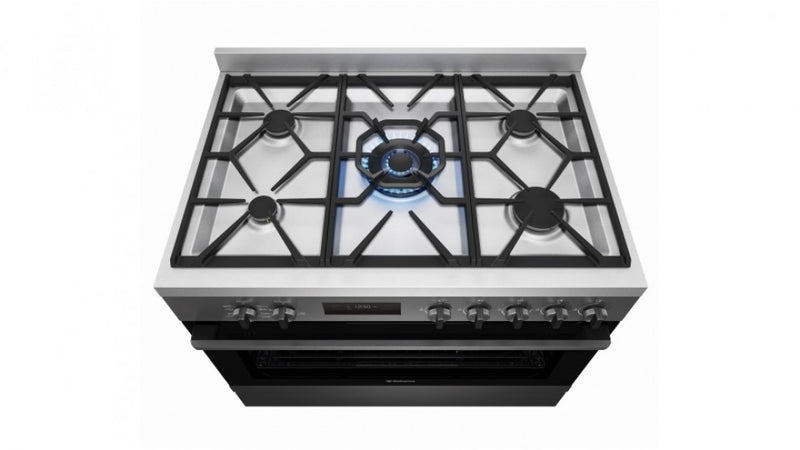 Westinghouse Freestanding Dual Fuel Cooker Dark Stainless Steel 90cm WFE916DSD