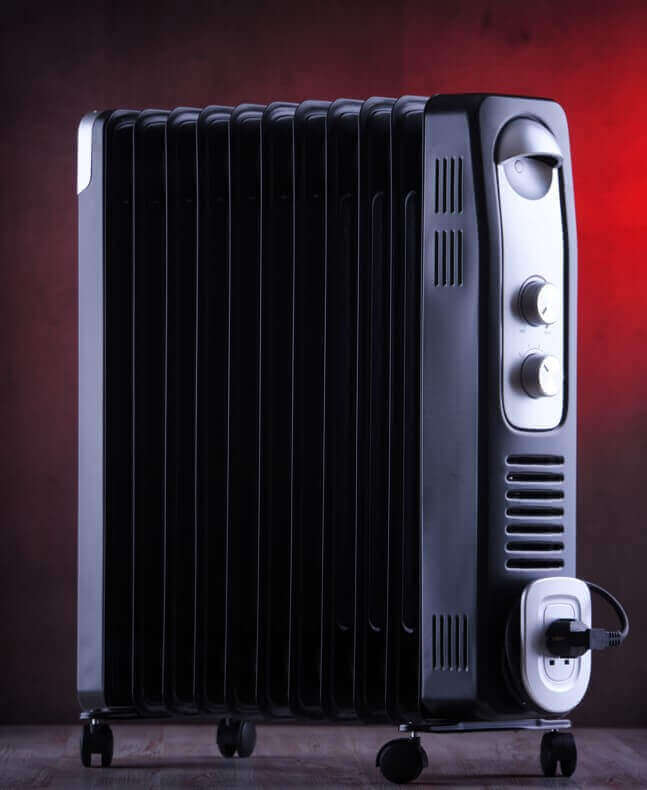 home heater in a red gray background