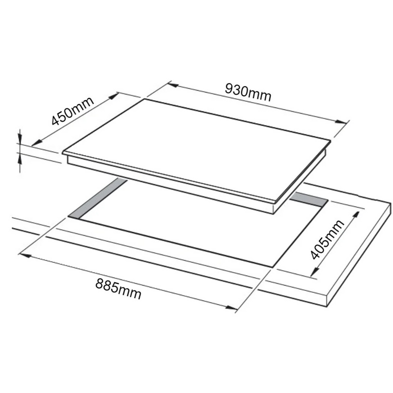 Goldline 93cm 4 Burner Gas Cooktop SAB4GLW White Glass