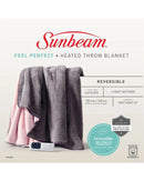 TRF4000 Sunbeam Feel Perfect Snug & Cosy Reversible Heated Throw - Grey/Pink