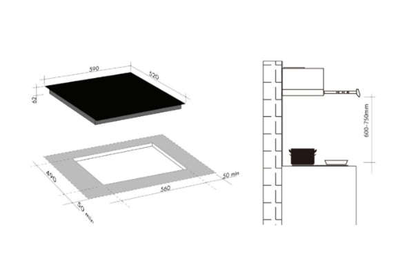 Artusi 60cm 4 Zone Induction Cooktop CAID646B