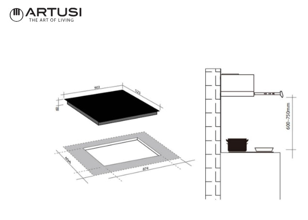 Artusi CAID95B 90cm Induction 5 Zone Cooktop