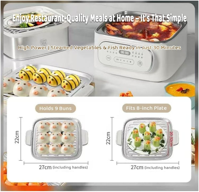 Hoper Layer HL-ES93 Multifunctional Three-layer Stainless Steel Steamer