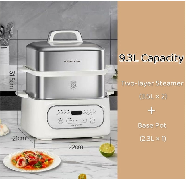 Hoper Layer HL-ES93 Multifunctional Three-layer Stainless Steel Steamer