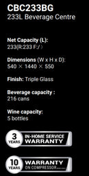 CHiQ CBC233BG 233L Beverage Centre Fridge - Black