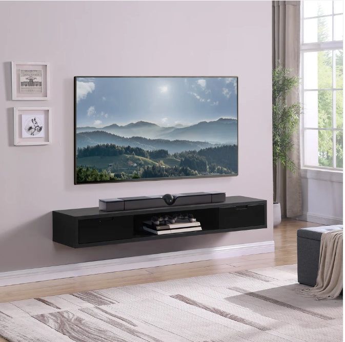 Criterion Air Wall Mount Entertainment Unit 1800mm Black Oak - AIR1800BLK