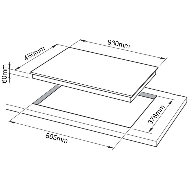 Goldline RZ94T-1 93cm Black Glass Ceramic Electric Cooktop