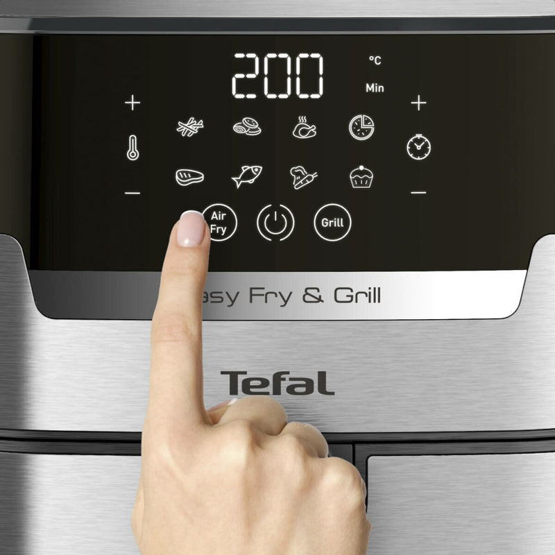 Tefal Easy Fry And Grill Deluxe Air Fryer Black Silver 4.2L EY505D