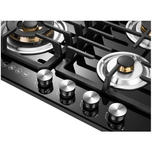 Robam B410 Black Glass Cook Top with 4 Defendi Gas Burners Control Knobs