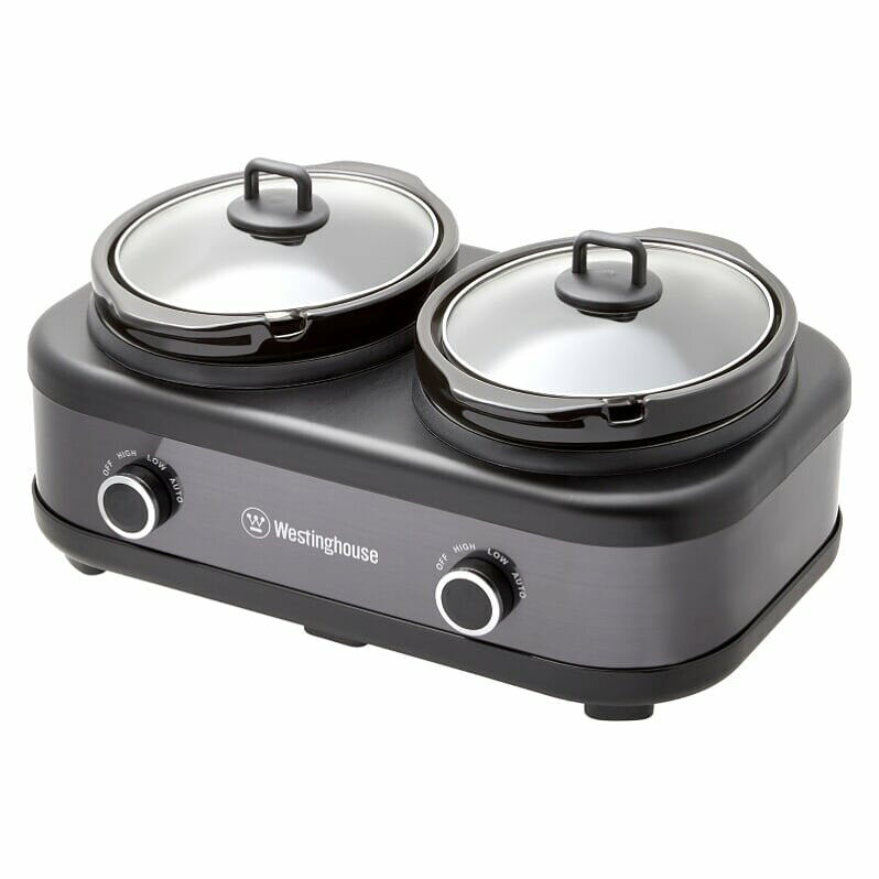 Westinghouse 2 Pot Slow Cooker Black Stainless Steel WHSC06KS
