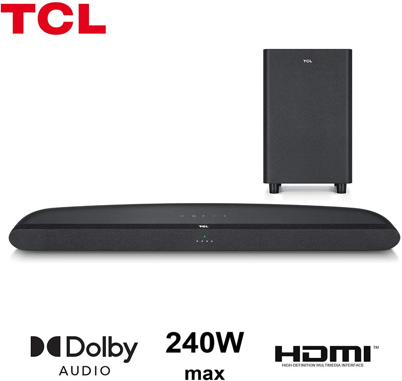 TCL Sound Bar for TV with Wireless Subwoofers Bluetooth Soundbar Black TS6110