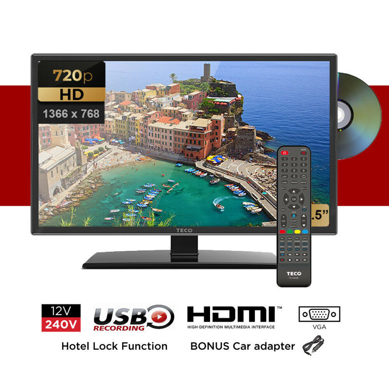 Teco 12V/240V 18.5” LED TV HD DVD Combo Region Free Caravan LED19JHRDHU