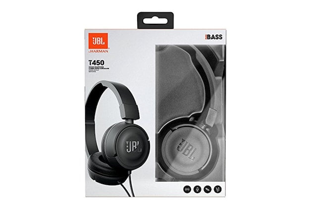 JBL Wired On Ear Headphones Pure Bass Sound 1 Button Remote Microphone Black 3378048