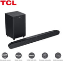 TCL Sound Bar for TV with Wireless Subwoofers Bluetooth Soundbar Black TS6110