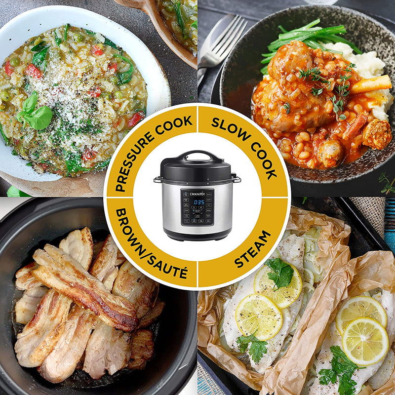 Crock-Pot Express Crock Multi-Cooker Slow Cooker Sauté, Pressure Cooker Rice Cooker & Food Steamer CPE200