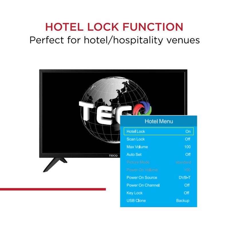 Teco 32 Inch LED HD TV USB Recording HMDI PC Compatible Hotel Lock LED32IHRK