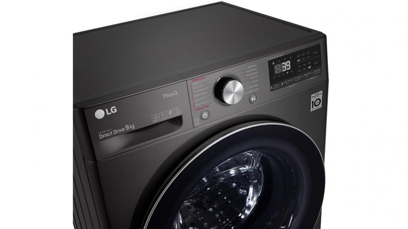 LG Series 9 9kg Front Load Washing Machine with Turbo Clean 360 Black Steel WV9-1409B