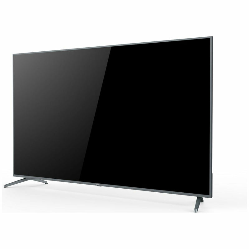 Left angle view Black Frameless Android TV Off