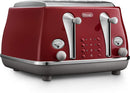 Delonghi Icona Capitals 4 Slice Toaster Tokyo Red CTOC4003R