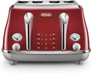 Delonghi Icona Capitals 4 Slice Toaster Tokyo Red CTOC4003R