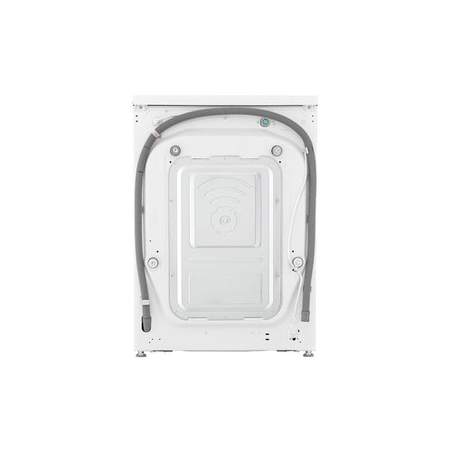 WV91412W LG 12kg Front Load Washing Machine White back view and with hose