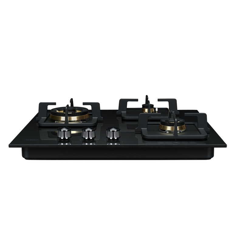 ROBAM 老板 B322 60CM Black Glass Cooktop with 3 Dual Brass Gas Burners Hob