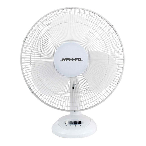 Heller HHDF30S 30cm White Desk Fan 3 Speed Air Cooler Cooling Tilt Oscillating