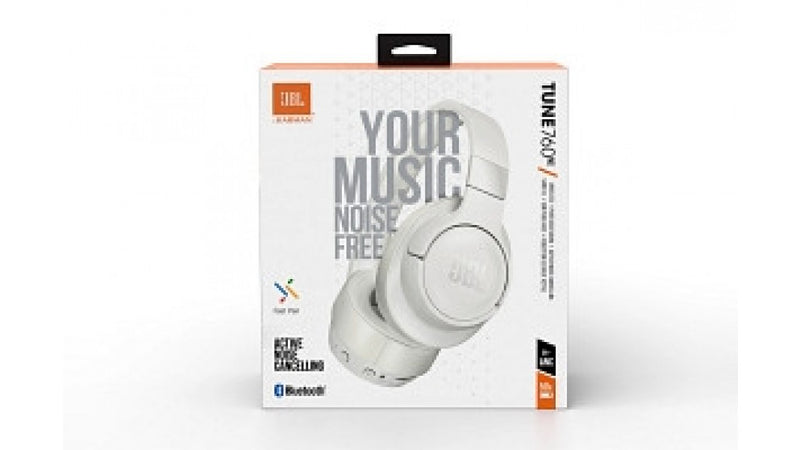 JBL Tune 760NC Wireless On Ear Noise Cancelling Headphones White 5200636
