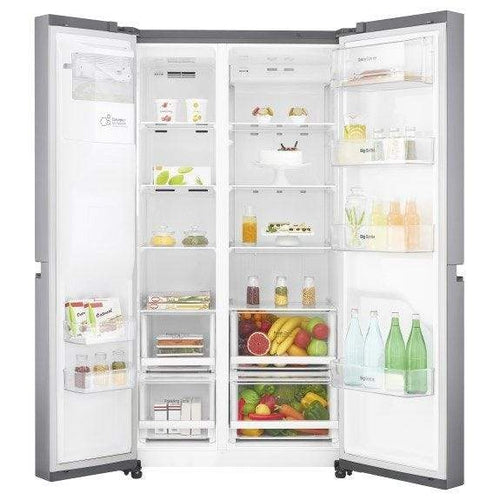 LG 668L Side by Side Door GS-L668PL (Plumbed Ice & Water) with foods inside